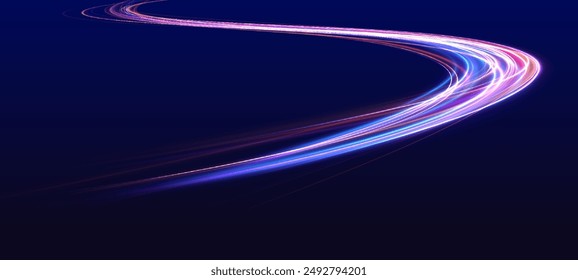 El neón arremolina el brillo del Vector y la luz de la bengala. Efecto de luz de neón futurista. Velocidad de fondo de concepto de luz.	