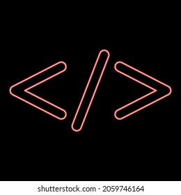 Neon symbol code icon black color in circle outline vector illustration red color vector illustration flat style light image
