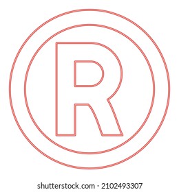 Neon symbol copyright red color vector illustration image flat style light
