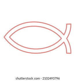 Neon symbol fish red color vector illustration image flat style light
