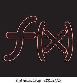 Neon symbol function red color vector illustration image flat style light