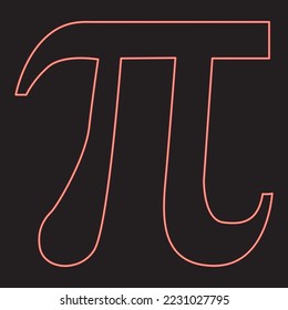 Neon symbol pi red color vector illustration image flat style light