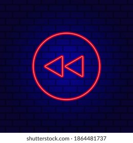 Neon Symbol-Retwind-Taste, flacher Design-Stil auf der Wand Hintergrund.