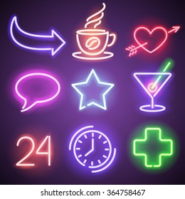 Neon symbols and elements