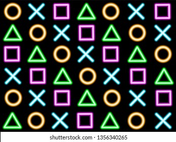 Neon symbols of the game joystick, background, EPS 10