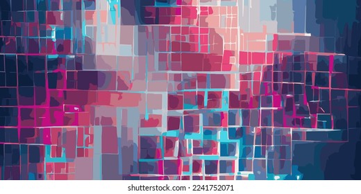 Neon synthwave background with Geometric modern grid