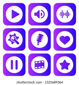 Neon synthwave retro 80s style multimedia vector smartphone icons