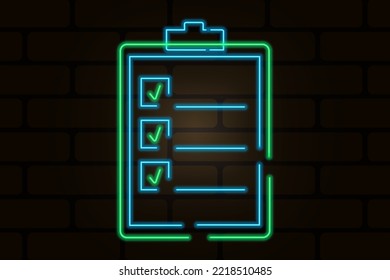 neon tablet for writing. Information sign business concept. Vector illustration. stock image.