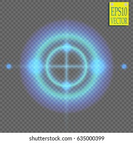 Neon Target isolated. Game Interface Element. Vector illustration
