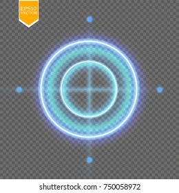 Neon Target isolated. Game Interface Element. Vector