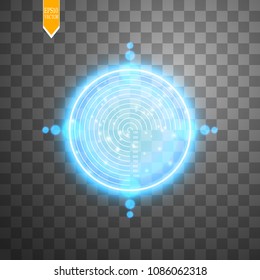 Neon Target isolated with lightning. Game Interface Element. Vector illustration