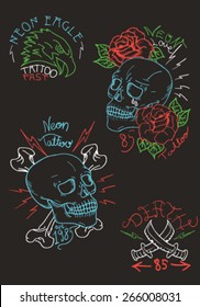 neon tattoo vector set.