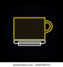 Neon tea cup red color vector illustration image flat style light.