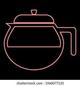 Neon teapot the red color vector illustration flat style image