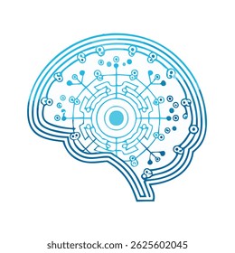 Neon Tech Brain Circuit Vector.