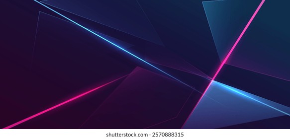 Neon technology background, Futuristic abstract digital background with dark blue and neon pink lines