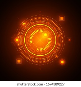  Neon Technology Interface der Zukunft .Hud Futuristic .Fantastic Circle .Drawing Details. 