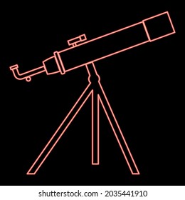 Neon telescope red color vector illustration flat style image