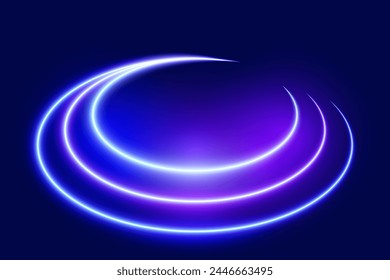 Neon Vorlage, glühende ovale Linien auf dunklem Hintergrund, Vektorillustration.