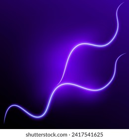 Neon template, glowing wavy lines on dark background, vector illustration.