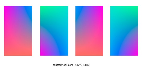 Neon templates for stories. Vector fluid background design for social media. Smartphone banner set for mobile app. EPS10