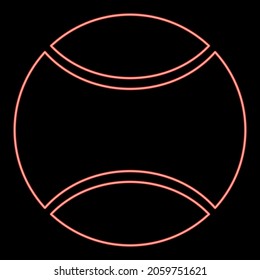 Neon tennis ball icon black color in circle outline vector illustration red color vector illustration flat style light image