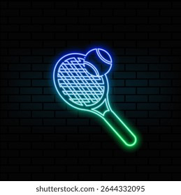 neon, tennis racket. Tennis racket vector icon sketch illustration. neon style.Racket vector icon design illustration. neon style..