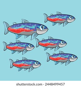 Neon Tetra fish vector on white background