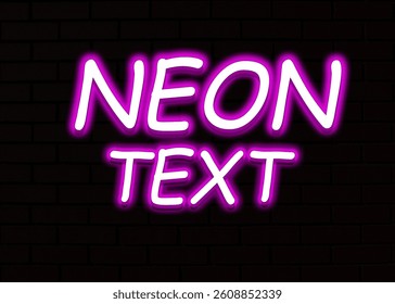 Neon Text Effect Design Black Background