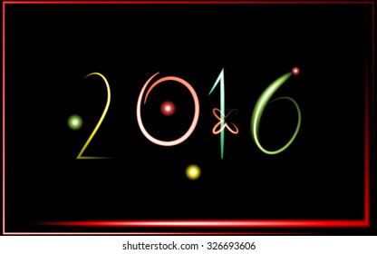 Neon text effect for a Happy New Year 2016