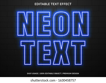 Neon Text Effect Template With Glowing Type Style And Bright Concept Use For Brand Label And Logotype 