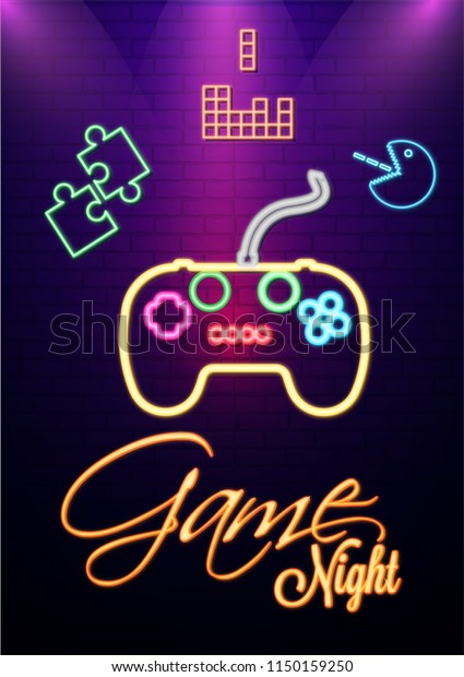 Neon Text Game Night Retro Game Stock Vector (Royalty Free) 1150159250 ...