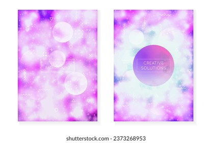 Neon Texture. Abstract Pattern. Simple Flyer. Violet Shiny Shape. Tech Futuristic Template. Soft Vector. Geometric Presentation. Trendy Dots. Purple Neon Texture
