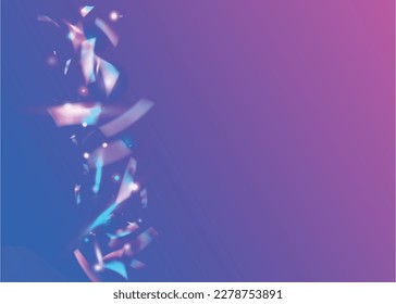 Neon Texture. Cristal Glare. Birthday Effect. Pink Retro Background. Disco Element. Webpunk Art. Flying Foil. Metal Realistic Illustration. Blue Neon Texture