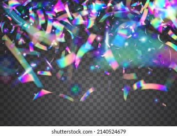 Neon Texture. Disco Abstract Wallpaper. Birthday Glitter. Holographic Tinsel. Blur Flare. Flying Art. Festive Foil. Violet Shiny Effect. Pink Neon Texture
