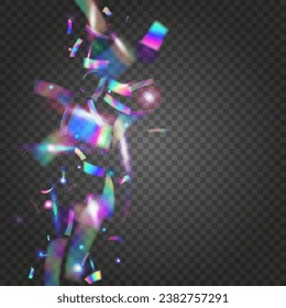Neon Texture. Disco Abstract Wallpaper. Crystal Foil. Bokeh Glitter. Festive Art. Party Banner. Transparent Tinsel. Blue Blur Sparkles. Violet Neon Texture