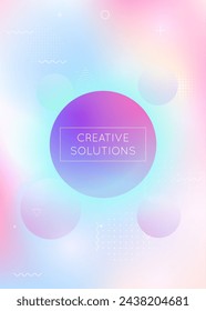 Neon Texture. Hipster Design. Light Screen. Rainbow Background. Summer Flyer. Blue Round Presentation. Magic Iridescent Magazine. Science Dots. Purple Neon Texture