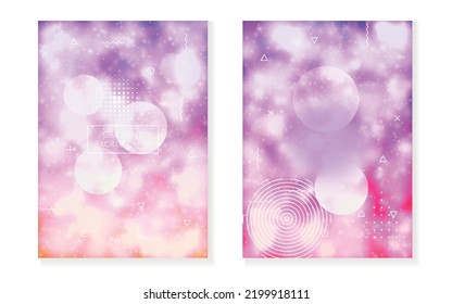 Neon Texture. Magic Banner. Blue Retro Background. Trendy Flyer. Memphis Dots. Minimalist Presentation. Soft Pearlescent Elements. Digital Pattern. Violet Neon Texture