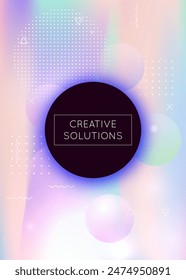 Neon Texture. Purple Round Design. Soft Poster. Tech Fluorescent Composition. Motion Dots. Geometric Shape. Digital Fluid. Vibrant Flyer. Violet Neon Texture