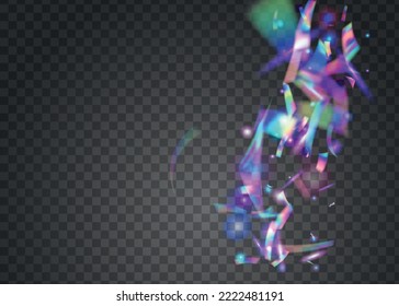 Neon Texture. Unicorn Art. Retro Multicolor Illustration. Cristal Tinsel. Digital Foil. Disco Element. Pink Metal Confetti. Rainbow Effect. Purple Neon Texture