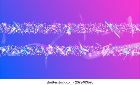 Textura de Neon. Fondo de desenfoque violento. Cayendo Confetti. Aceite brillante. Holograma de cristal. Brillante Gradiente Carnaval. Cartel de metal. Textura de neón azul