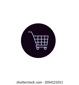 Neon themed shopping logo. Stroller icon. Online shopping logo template vector  design 