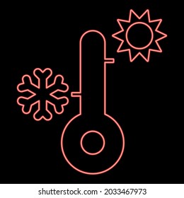 Imagen de estilo plano con neón termómetro de color rojo vectorial
