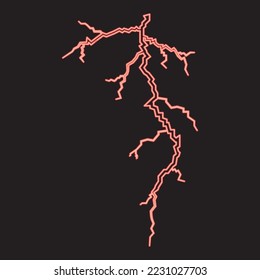 Neon thunderstorm crack red color vector illustration image flat style light