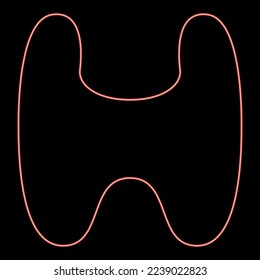 Neon thyroid gland Goiter Human organ Anatomy of people red color vector illustration image flat style light