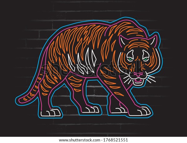 Neon Tiger Vector Illustration. Graphic for\
t-shirts, prints and other\
uses.