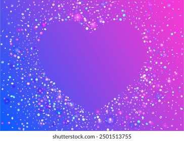 Neon Tinsel. Light Texture. Festive Sparkle. Disco Colourful Illustration. Cristal Dust. Carnival Effect. Falling Ribbon. Purple Laser Glitter. Blue Neon Tinsel