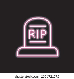 neon tombstone isolated on black background. tombstone icon with glowing neon lines. Vector illustration.
