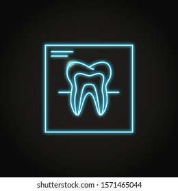 Neon tooth x-ray icon in line style. Dental records symbol. Teeth diagnostics concept. Stomatology vector illustration.