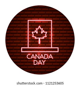 neon top hat with maple leaf canada day